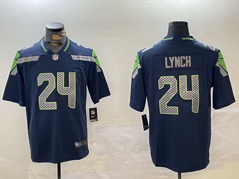 Men Seattle Seahawks 24 Lynch Blue 2024 Nike Limited NFL Jersey style 1